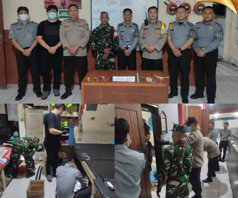 Deteksi Dini Gangguan Kamtib, Ka.KPR Rutan Manado Pimpin Penggeledahan Kamar Warga Binaan