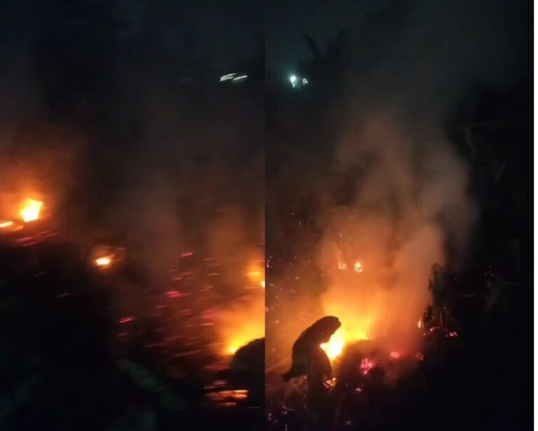 Brimob Polda Sulut Bantu Warga Sea Padamkan Kebakaran Lahan