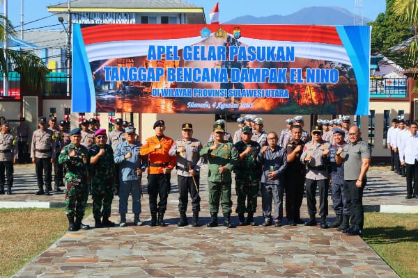Antisipasi Dampak El Nino, Pemprov Bersama TNI-Polri Gelar Apel Tanggap Bencana di Polda Sulawesi Utara